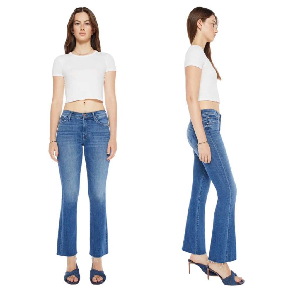 MOTHER weekender fray jeans in Swimming Pool Sunday Wash